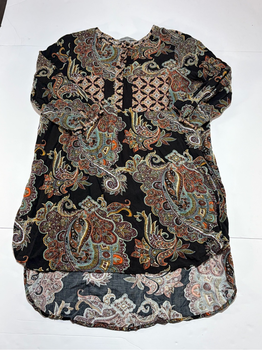 Figueroa & Flower Paisley High-Low Tunic Blouse L